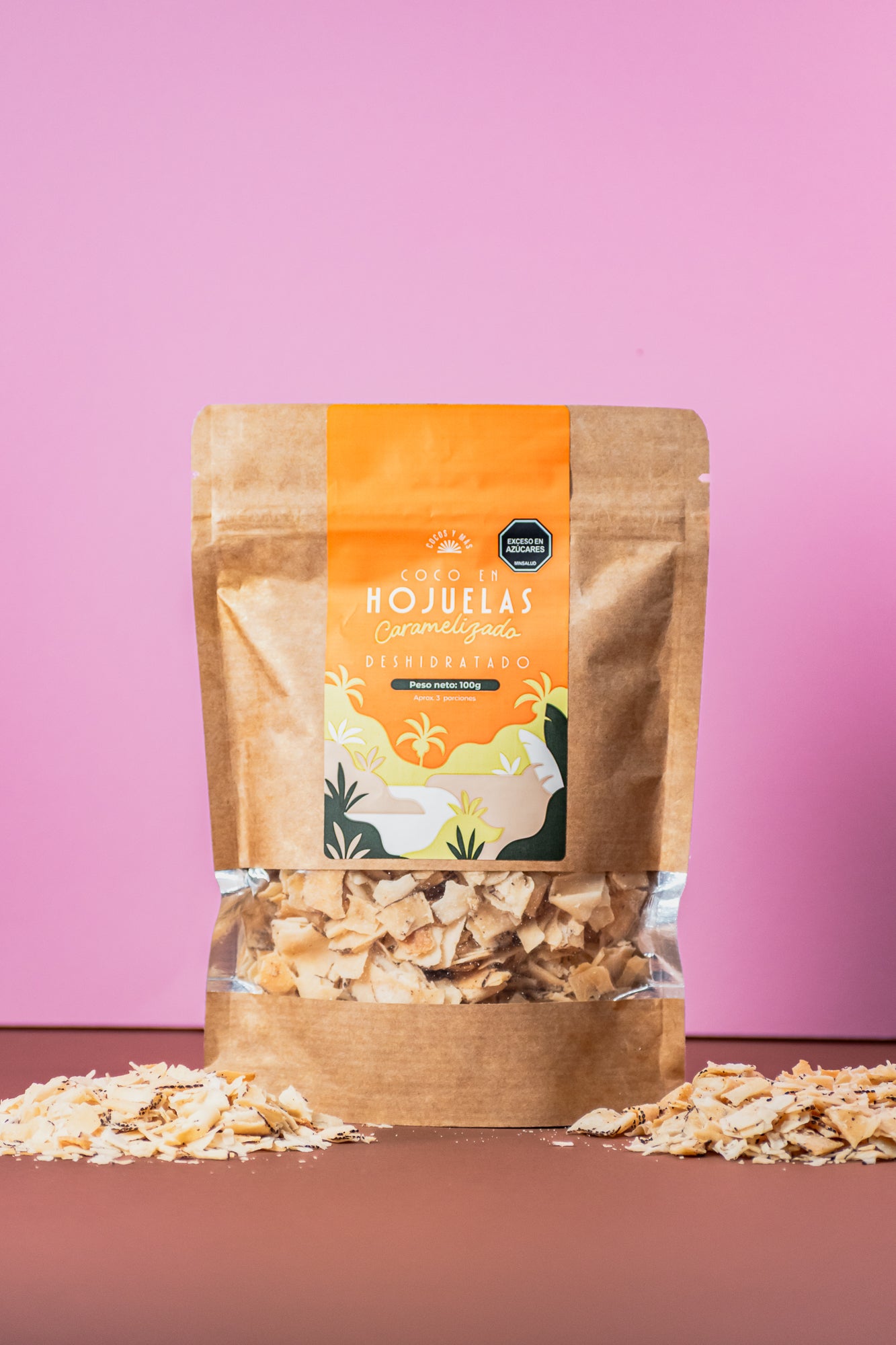 Coco en hojuelas deshidratado caramelizado - 100 gramos