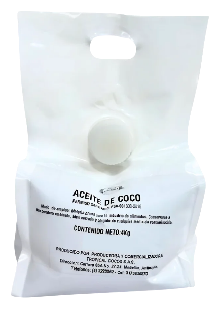Aceite de coco Cocos y Más, bolsa de 4 kilos