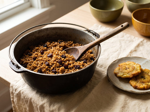 Arroz con coco frito colombiano (negrito, con pasas)