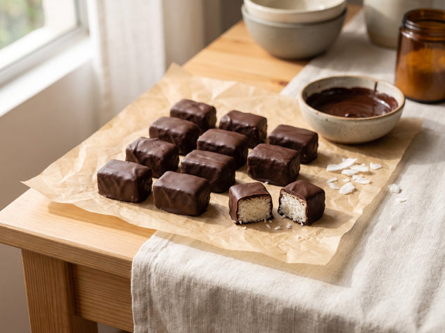 Barritas de coco cubiertas de chocolate (sin horno)
