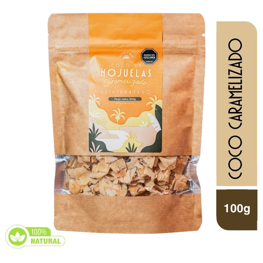 Coco en hojuelas deshidratado caramelizado - 100 gramos